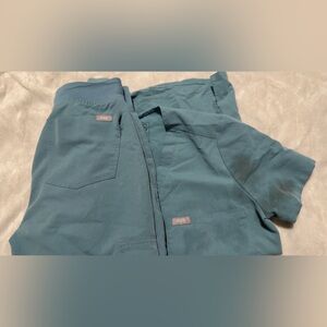 XXS Figs Light Blue/Green Scrub Set